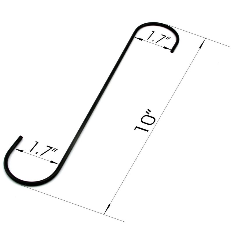 RuiLing 4 - Pack Extra Large 10"Black Antistatic Coating Steel Hanging Hooks S Shaped Heavy-Duty S Type Hooks,Best for Kitchenware, Pots, Utensils, Plants, Wardrobe, Gardening Tools, Clothes. - Image 2